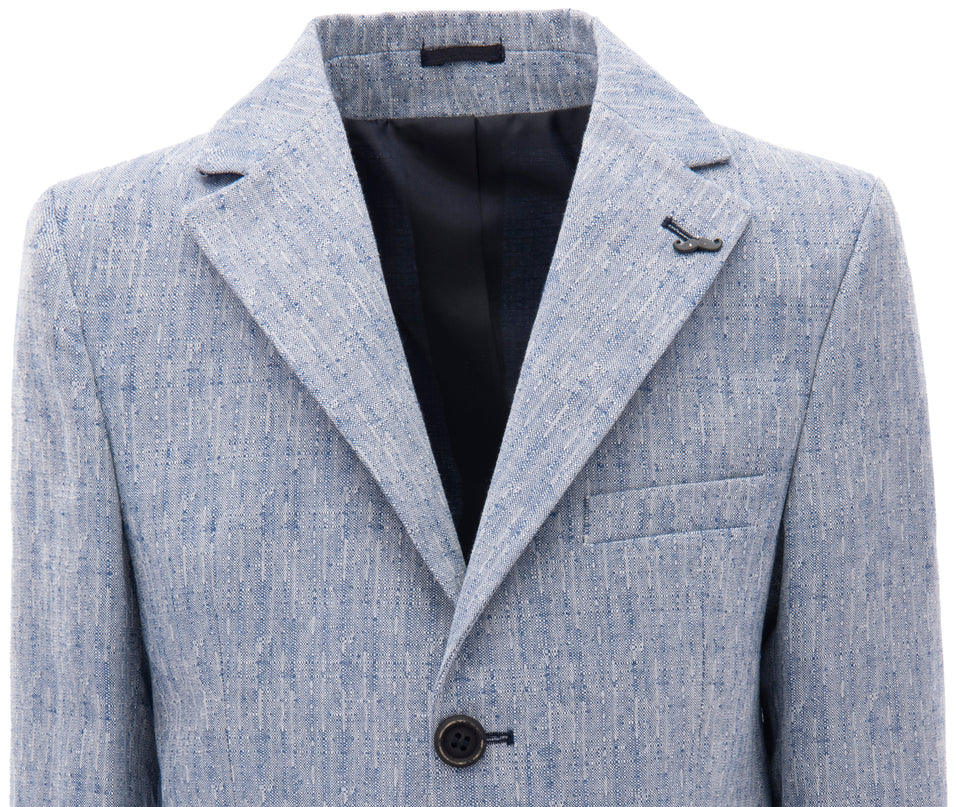 Blue Tweed Peak Lapel Blazer