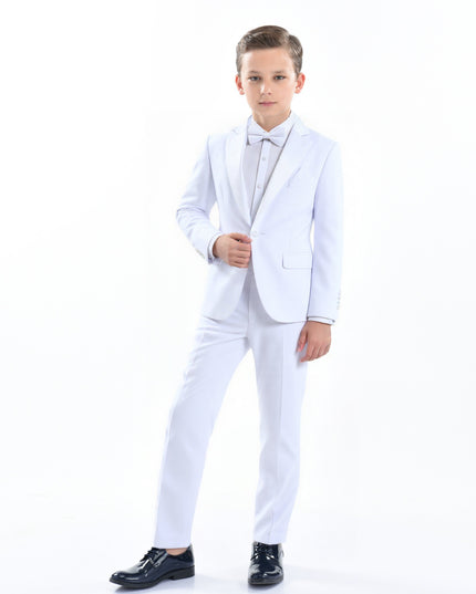 White Suit Peak Lapel Tuxedo Set