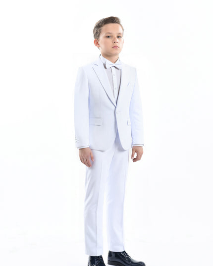 White Suit Peak Lapel Tuxedo Set