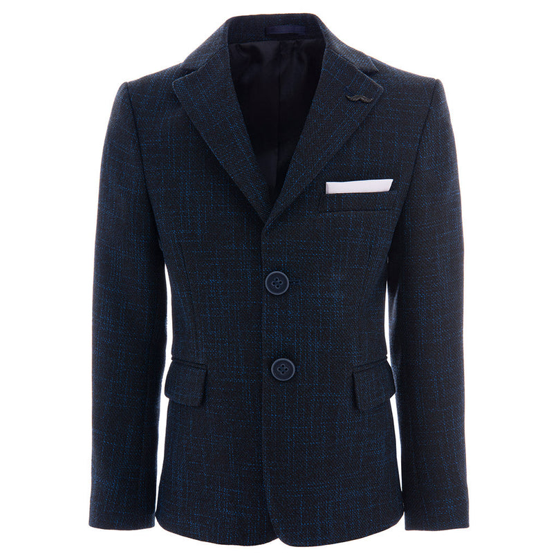 Moustache-22M21-Navy-Tweed Pattern Blazer